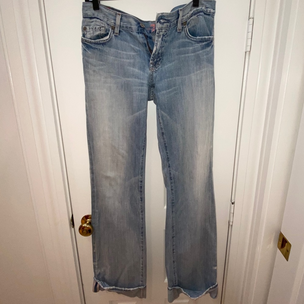 Seven Distressed Boyfriend Cuffed Jeans 29